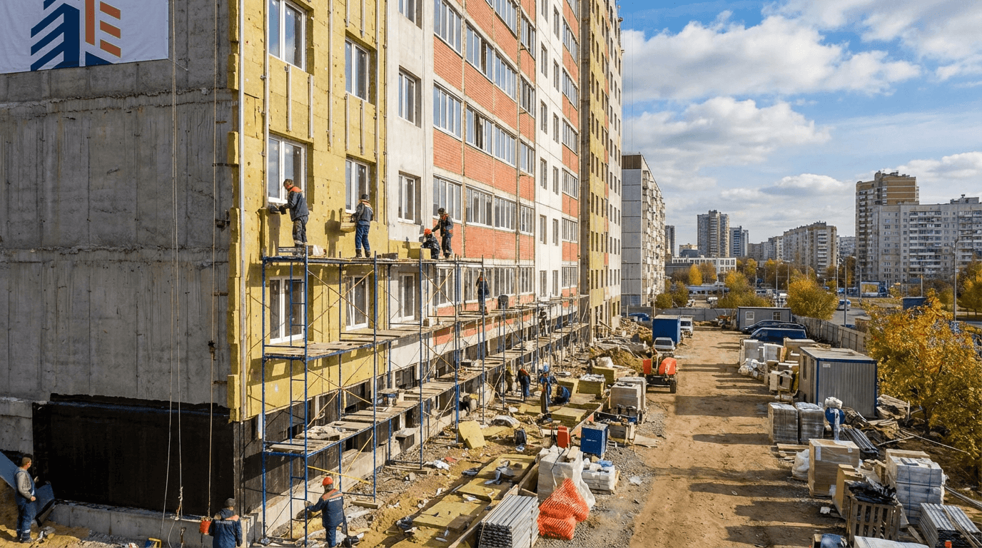 Ремонт, утепление и гидроизоляция фасадов и цоколей